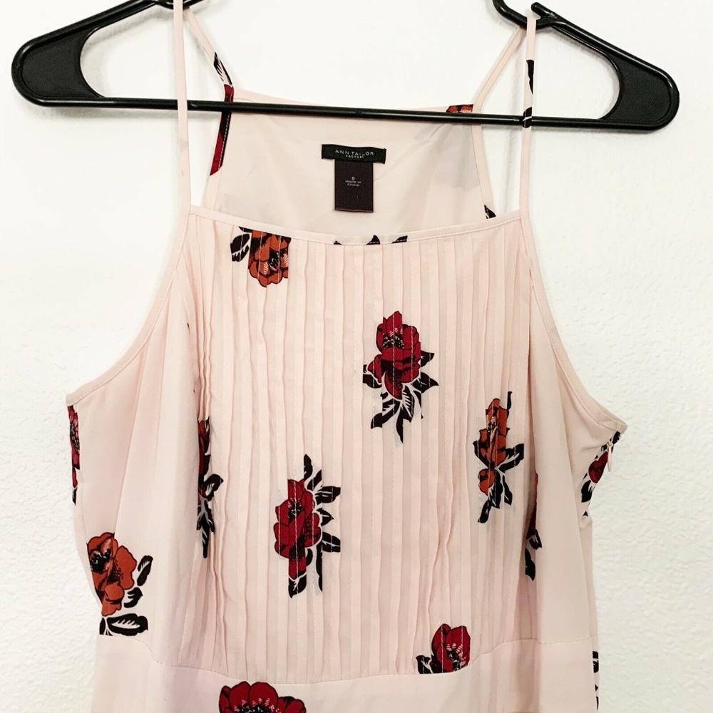 Ann Taylor Pink Floral Rose Sleeveless Midi Dress - Picture 3 of 8